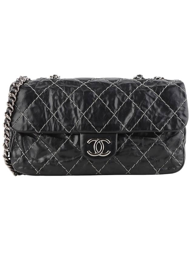 샤넬 카프스킨 와일드 스티치 플랩 은장 체인 숄더백 34432 2