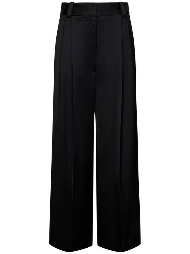 Khaite Mid-Rise Relaxed-Leg Black Viscose Wool Sat