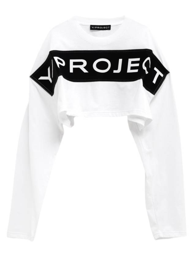 와이프로젝트 스크런치 로고 크롭 긴팔 티셔츠 옵틱 화이트