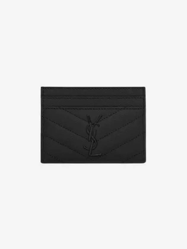 생로랑 그랑 드 뿌드르 엠보스드 레더 카산드라 마틀라세 카드 케이스 블랙 Saint Laurent Cassandre Matelasse Card Case in Grain De Poudre Embossed Leather Black