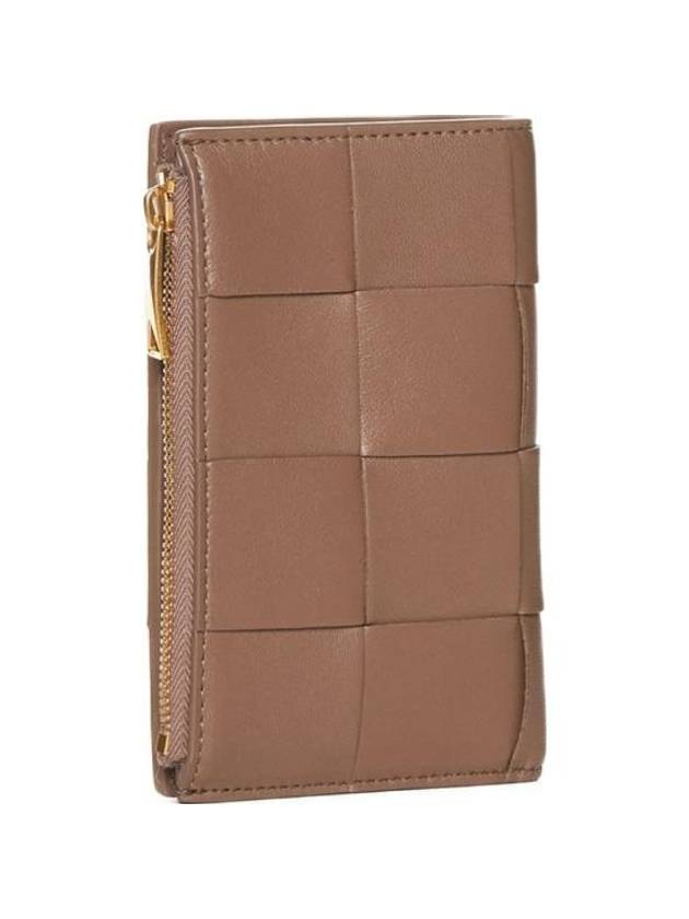 보테가베네타 인트레치아토 플랩 지퍼 미디엄 반지갑 토프 그레이