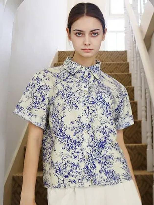 데미지니모닉 코튼100 보타닉 셔츠 블루