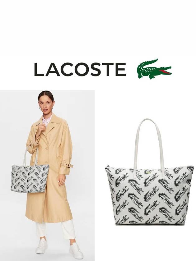라코스테 여성용 쇼퍼 L.12.12 로고 프린트 대형 토트백 NF4204CX