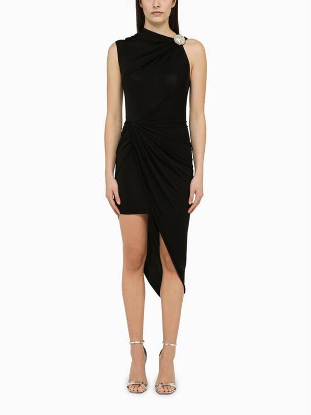 Black Midi Dress With Crystal Ball