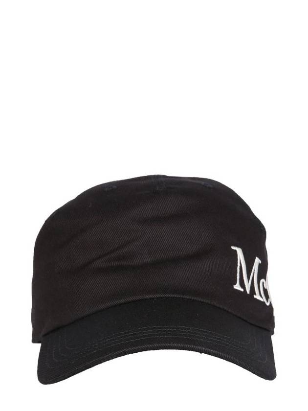 Alexander McQueen 로고 자수 곡선형 피크 캡