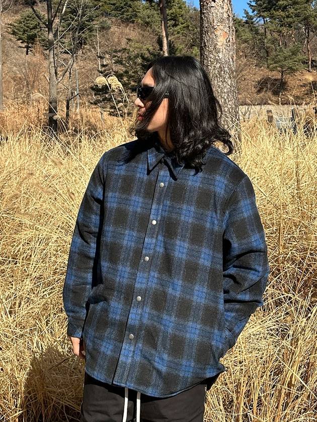 오버핏 패디드 셔츠 자켓 블루