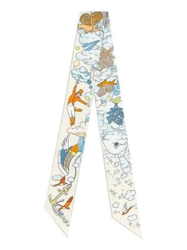 에르메스 까레 쉬르 몬 뉘아쥬 트윌리 스카프 크렘 블루 시엘