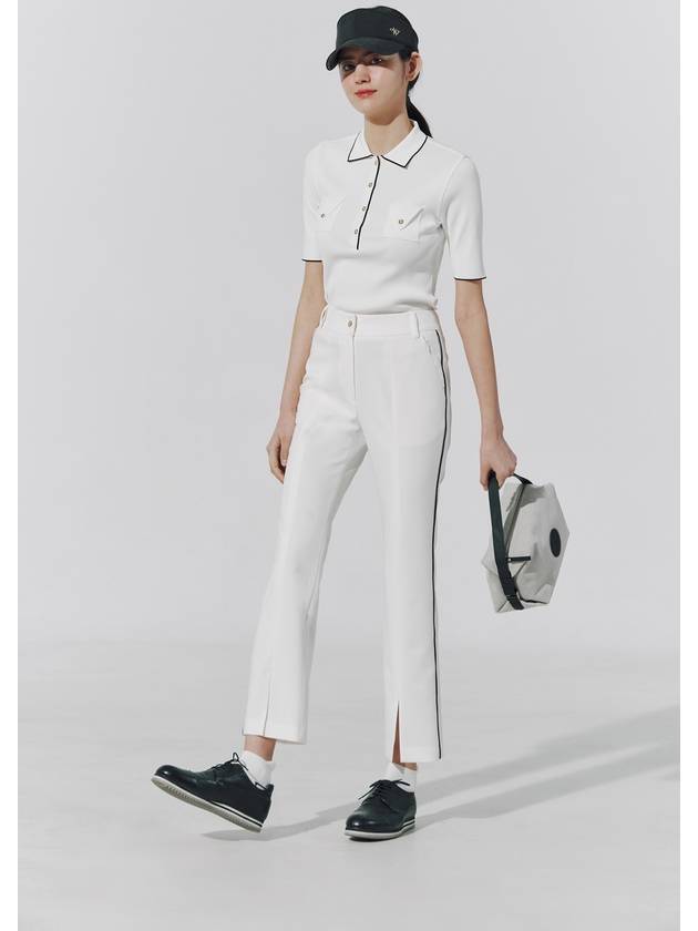 RIBBED T-COLLAR KNIT_OFF WHITE