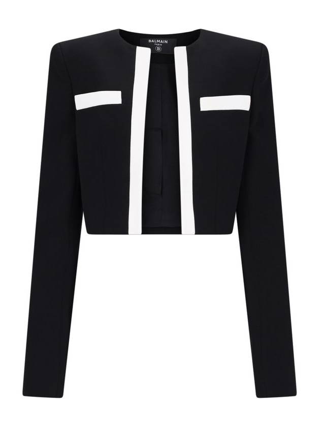 Balmain 투톤 크레이프 스펜서 재킷