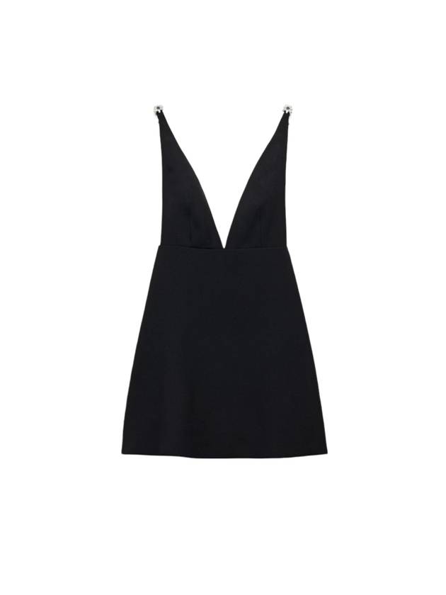 프라다 여성 엠브로이드 사블레 미니 숏 원피스 블랙