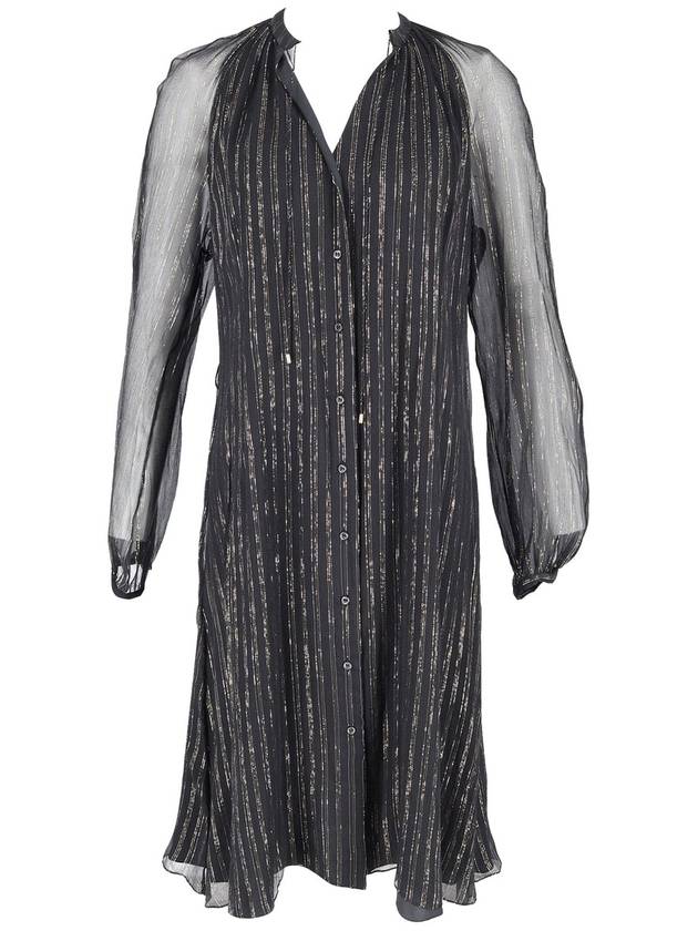반짝이는 무릎 길이의 검은 실크 드레스 Shimmery Knee Length Dress In Black Silk