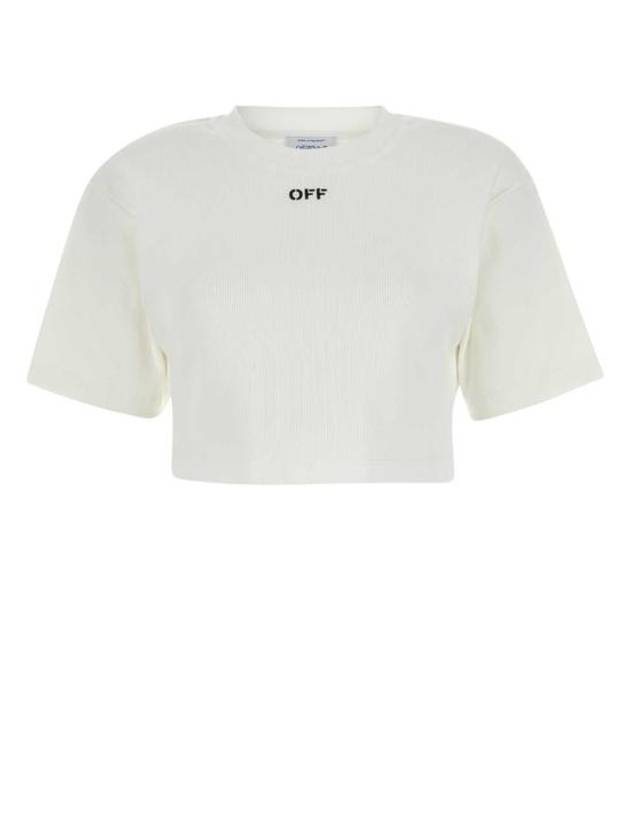 오프화이트 오프 스탬프 로고 크롭 반팔 티셔츠 화이트