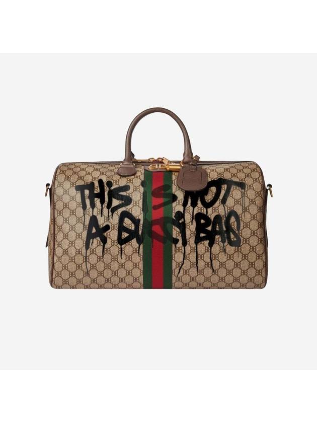 발렌시아가 x 구찌 해커 프로젝트 그래피티 미디움 더플백 베이지 캔버스 자카드