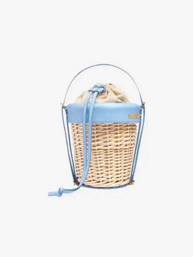 자크뮈스 르 파니에 소 위커 버킷 바스켓 라이트 블루 그레이 Jacquemus Le Panier Seau Wicker Bucket Basket Light Blue Grey
