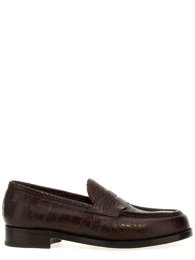 Lidfort - Croc Print Leather Loafers