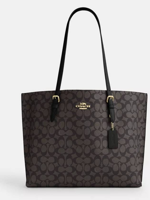 코치 몰리 토트백 인 시그니처 캔버스 Gold Walnut Black