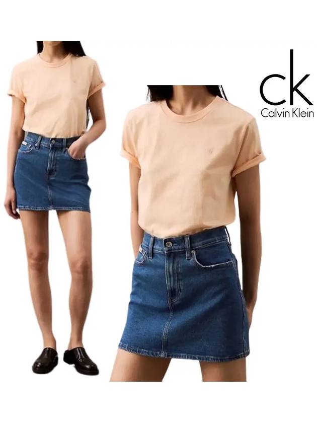 캘빈클라인 반팔 여성 스몰CK 탑 티셔츠 피치