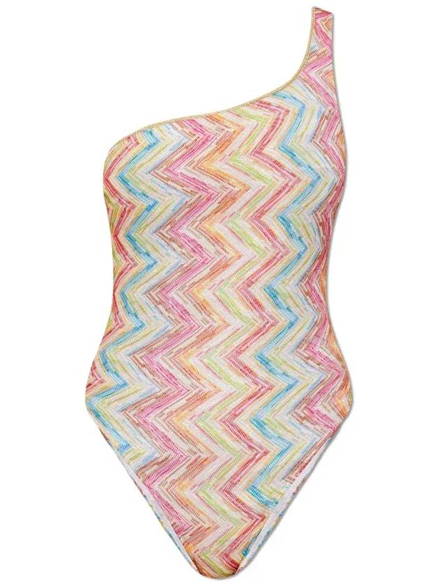 미소니 지그재그 패턴 원숄더 수영복 MC22SP04BR010X_SM9N5