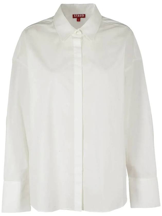 Staud 긴소매 히든 버튼 셔츠 5153710093_WHTWHITE