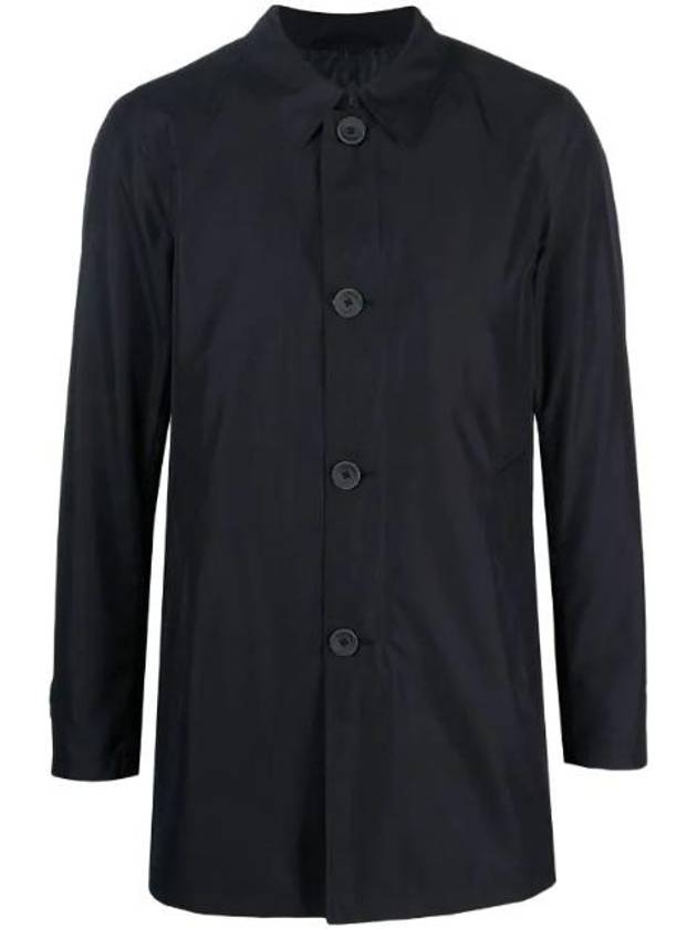 에르노 브레스티드 싱글 버튼 코트 네이비