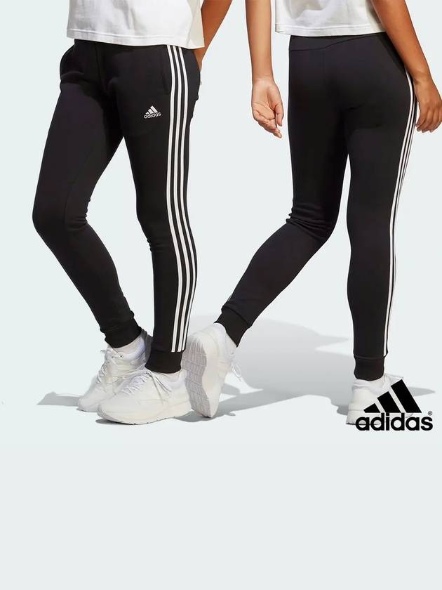 아디다스 여성 에센셜 프렌치 테리 커프 조거팬츠 바지 블랙