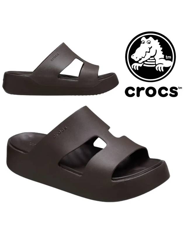 크록스 슬리퍼 여성 게이트웨이 플랫폼 H스트랩 샌들 신발 다크브라운