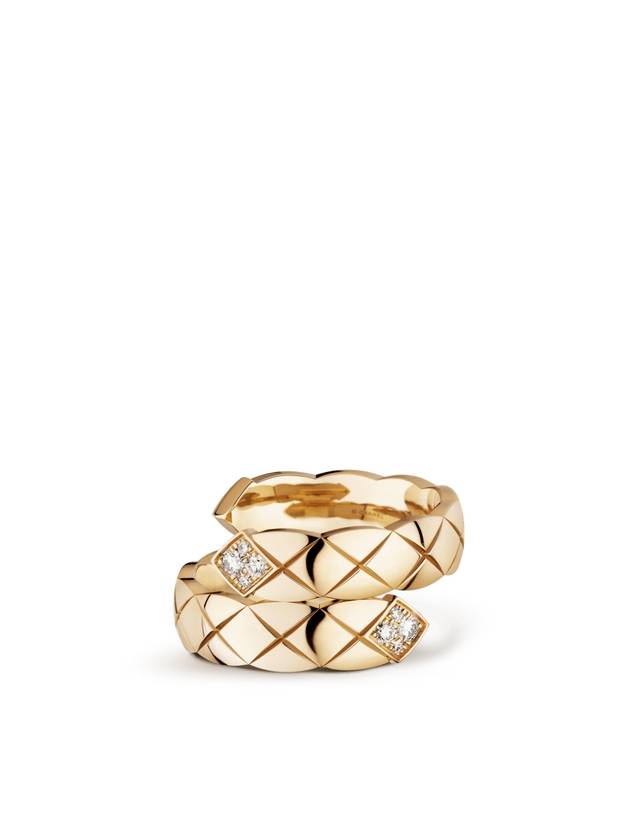 샤넬 COCO CRUSH 링 18K 화이트 골드와 베이지 골드 다이아몬드 J11970