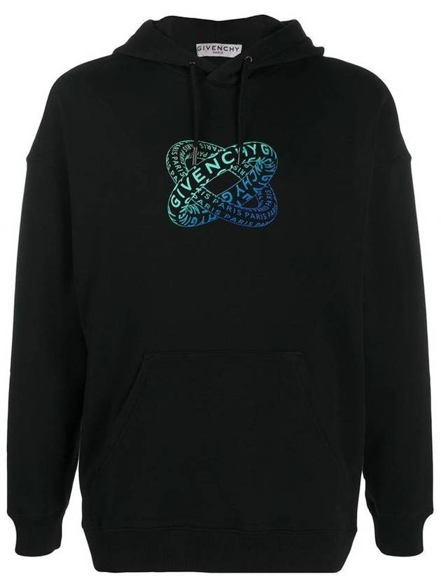 지방시 링 로고 프린트 후드 블랙