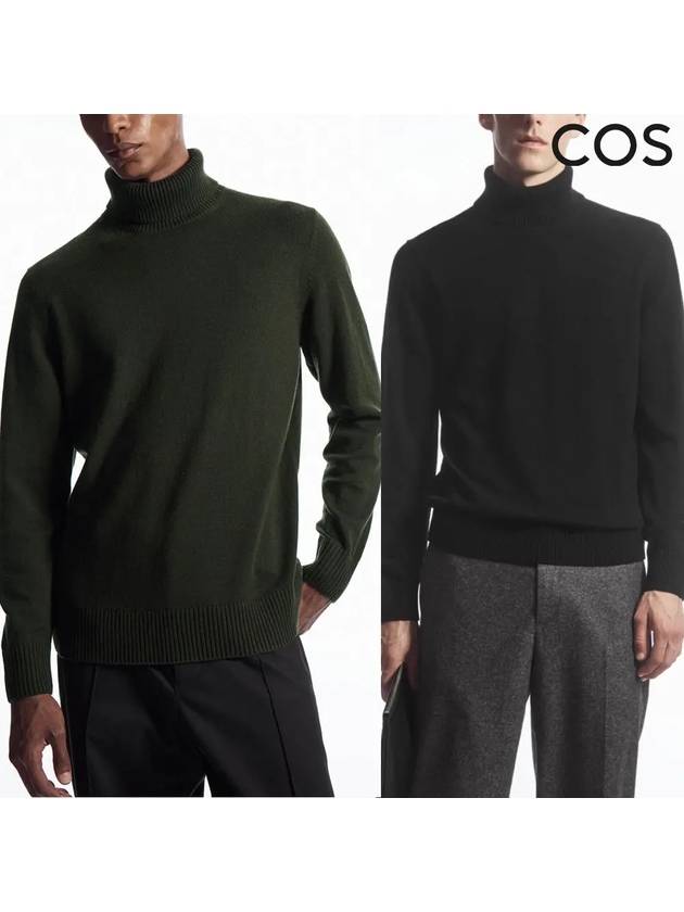 코스 남성 클래식 캐시미어 울 혼방 롤넥 탑 긴팔 스웨터 네이비 다크그린
