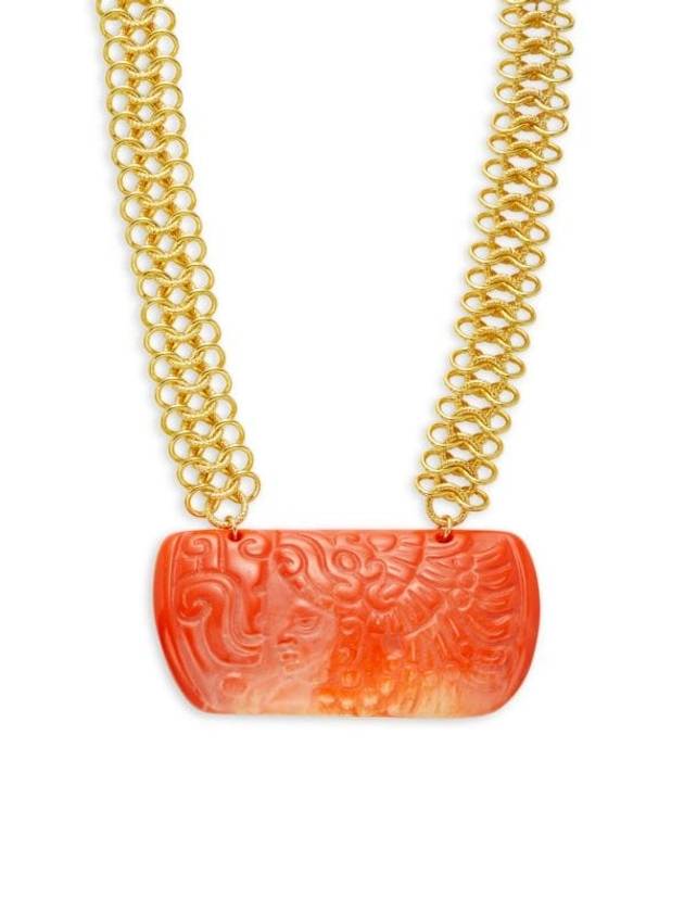 22K 금도금 산호 조각 목걸이 20 22K Goldplated Carved Coral Necklace 20
