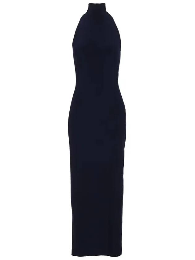 Norma Kamali 홀터 터틀 사이드 슬릿 가운 KK2243PL236_951TRUENAVY
