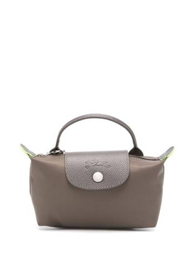 롱샴 르 플리아쥬 그린 핸들 파우치 백 브라운