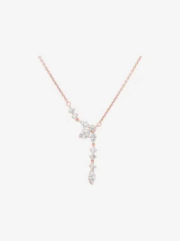 W 판도라 스파클링 허바리움 클러스터 드롭 콜리에 네클리스 로즈 골드 플래팅 클리어 W Pandora Sparkling Herbarium Cluster Drop Collier Necklace Rose Gold Plated Clear