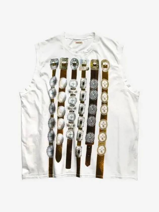캐피탈 텐지쿠 슬리브리스 티셔츠 화이트 Kapital Tenjiku Sleeveless T Shirt White
