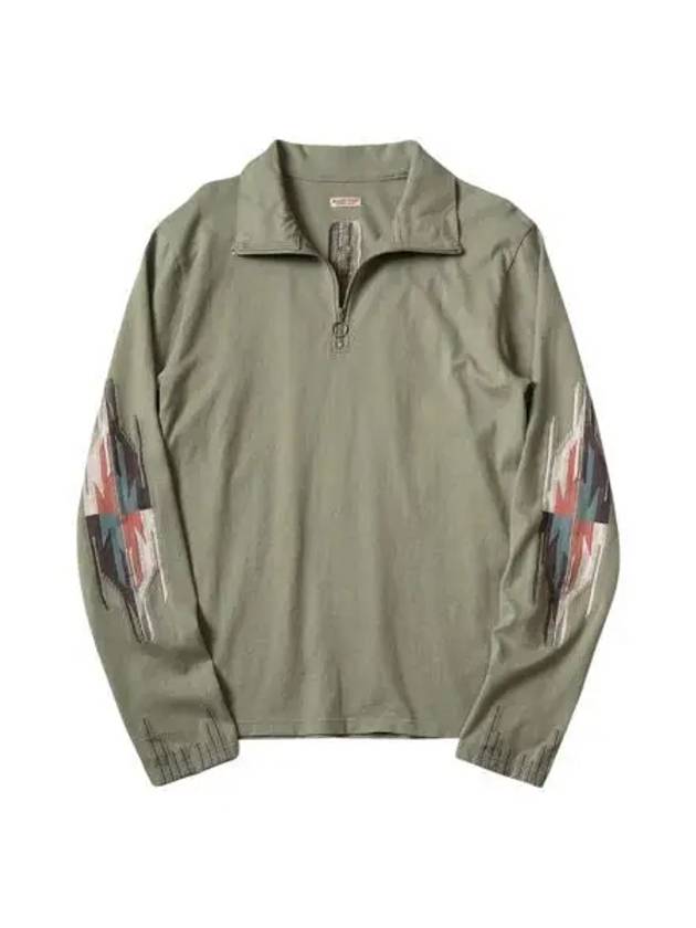 캐피탈 오르테가 저지 하프 집 롱슬리브 티셔츠 그린 Kapital Ortega Jersey Half Zip L S T Shirt Green