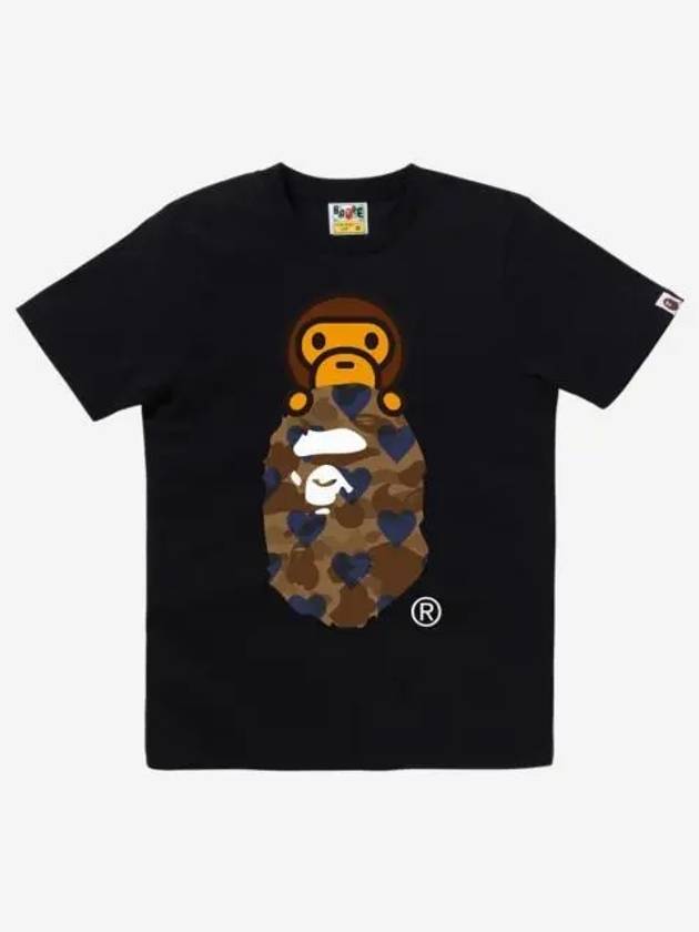 W 베이프 아이 러브 베이프 마일로 온 에이프 헤드 티셔츠 블랙 W BAPE I Love BAPE Milo on Ape Head T Shirt Black