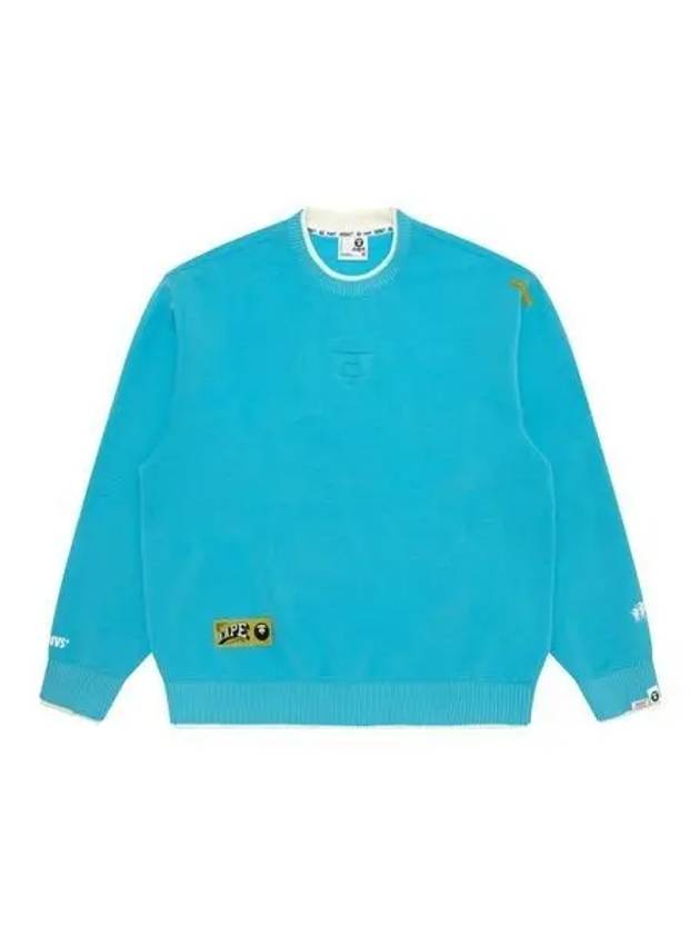 베이프 AAPE 메인 크루넥 엠보스 스웨트 라이트 블루 86720165_140769598