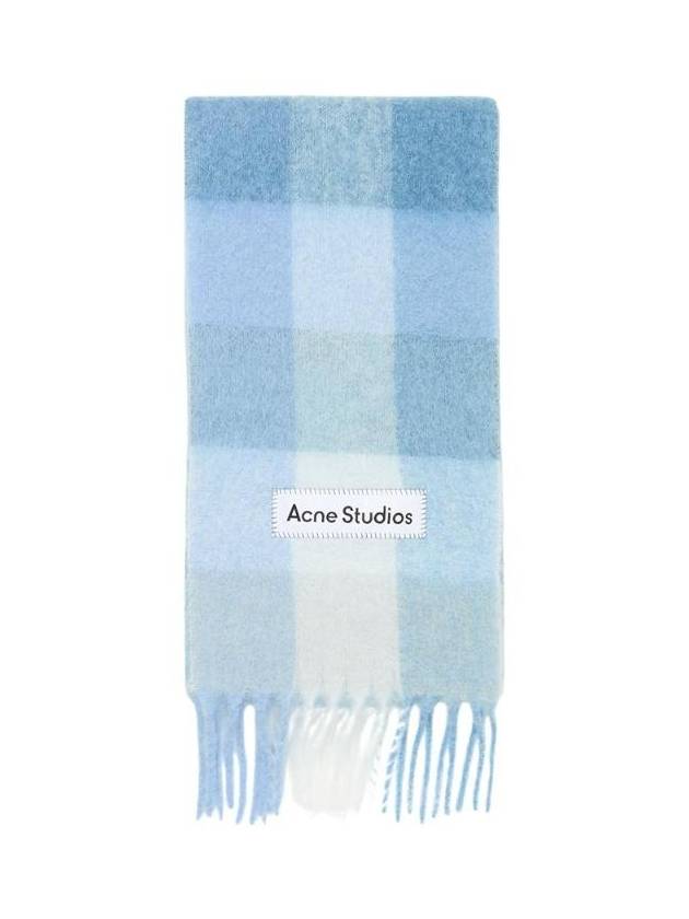아크네 스튜디오 모헤어 체크 스카프 라이트 블루 화이트 CA0084 DUA
