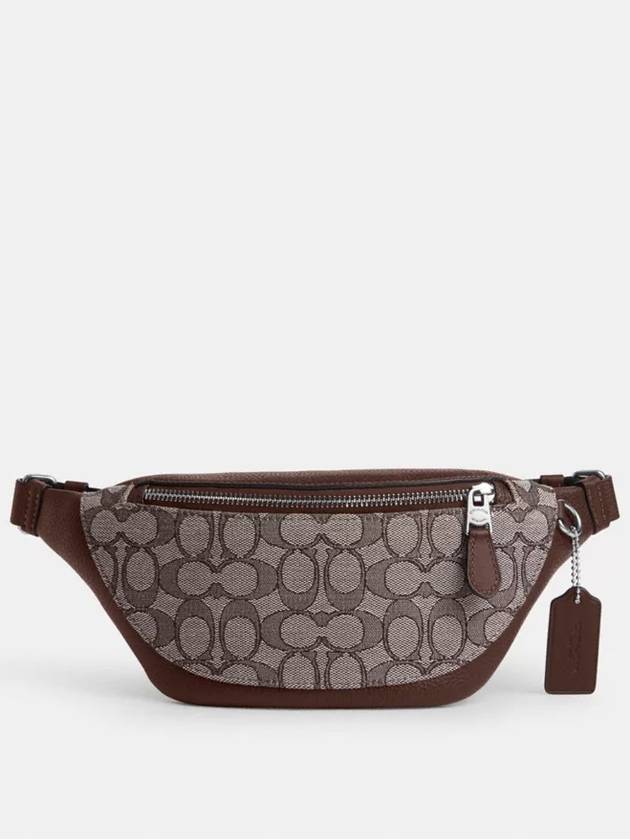 코치 워렌 미니 벨트백 시그니처 자카드 힙색 Sv Oak Maple
