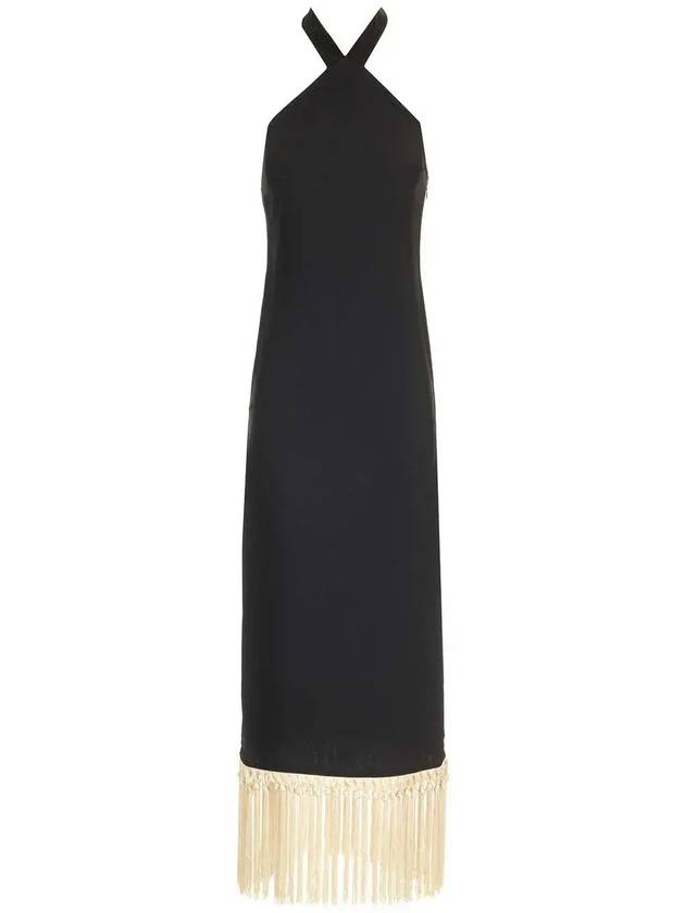 키 큰 마모 니나 프린지 미디 드레스 TMPF2426133_BLACK