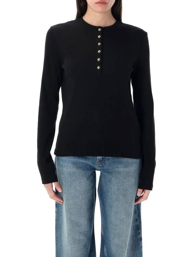 아니네 빙 알레시아 하프 버튼 리브 티셔츠 A0810314_BLK26BLACK