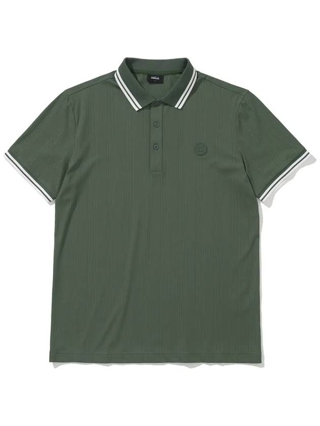 남성 골지 반팔 카라 티셔츠 GREEN