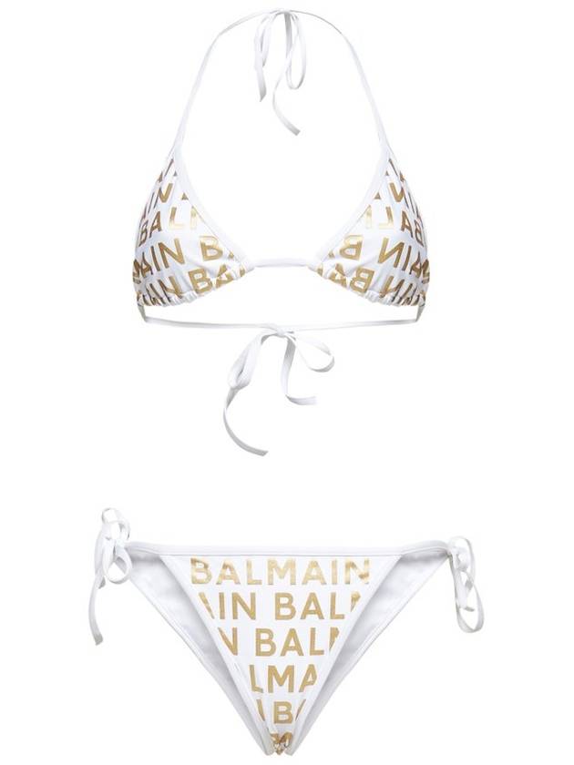 발망 올오버 로고 프린트 비키니 화이트