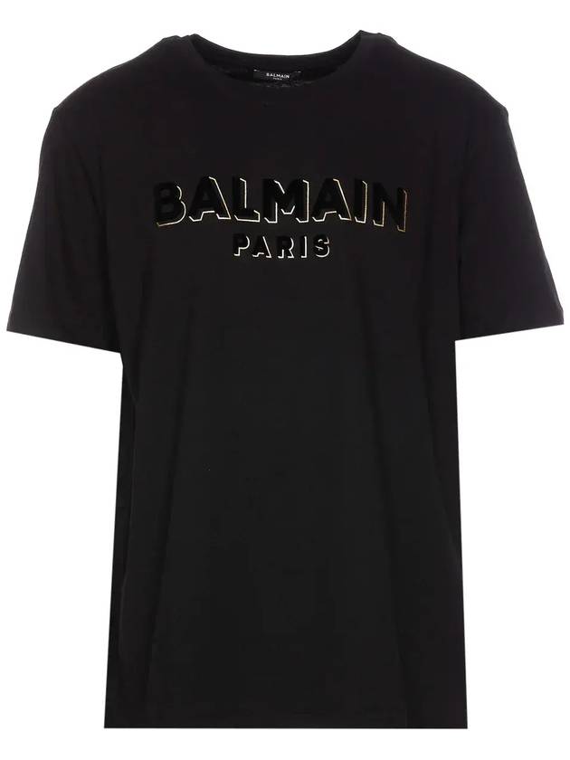 Balmain 오버사이즈 플록 로고 티셔츠 EG010BB99_EGO