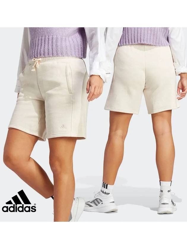 아디다스 여성 베이직 올 SZN 플리스 쇼츠 반바지 아이보리