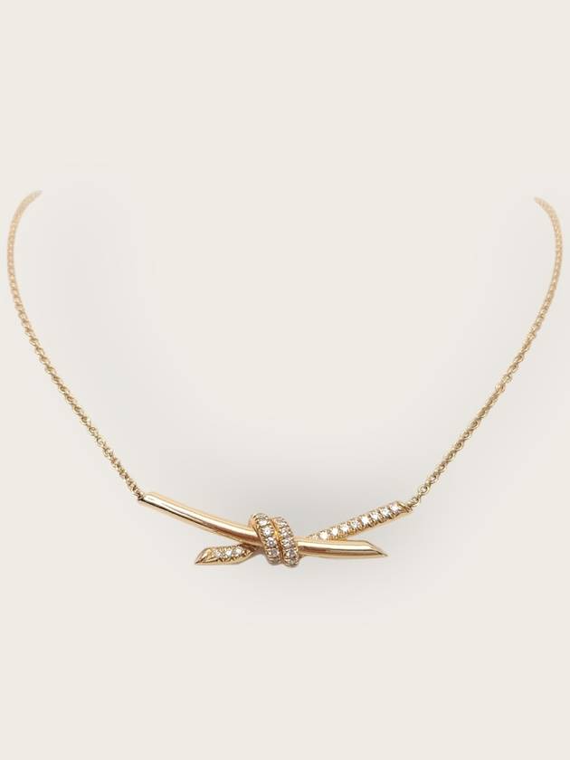 티파니 로즈골드 하프 파베 다이아 노트 펜던트 목걸이