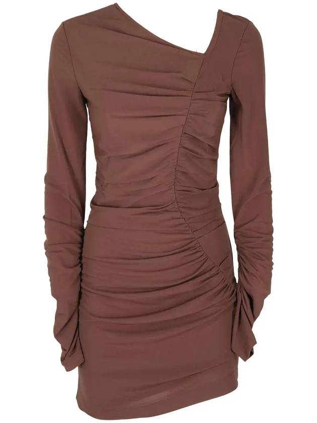 Helmut Lang 비대칭 롱 슬리브 미니 드레스 M07HW607_QB7CHOCOLATE