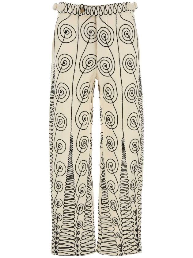 25SS Bode Embroidered 울 Quillwork pant MRF24BT014 CRBLK