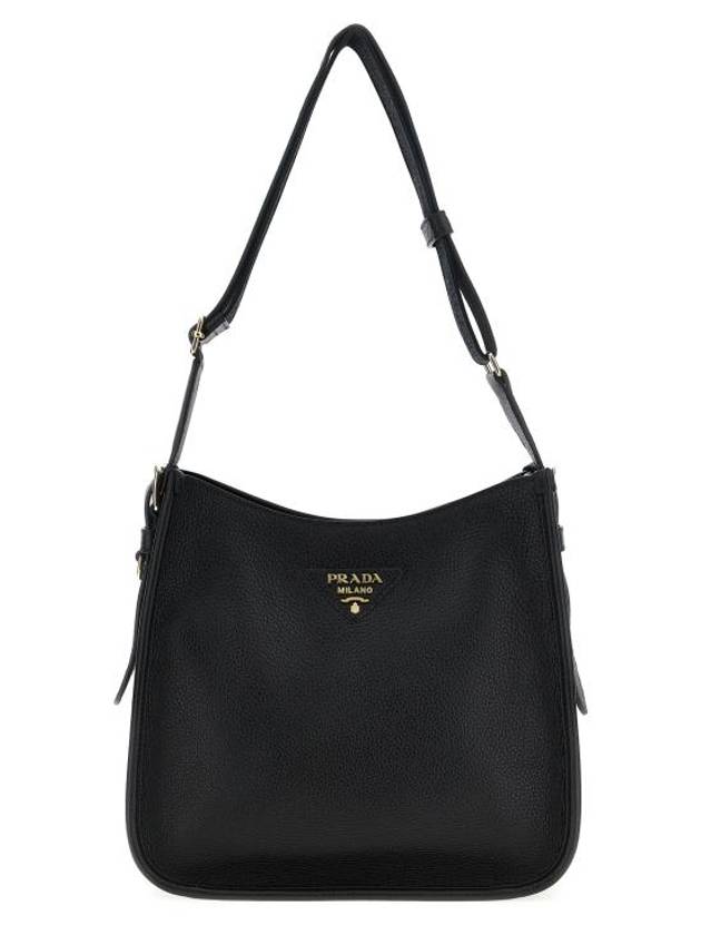 프라다 레더 미디움 숄더백 블랙
