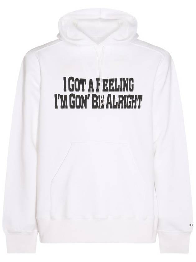 Sacai 슬로건 프린트 드로스트링 후디